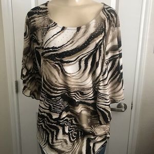 JM collection women top- brown animal print